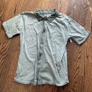 New Vintage Havana Distressed Army Green Button Down Short Sleeve Shirt - XL